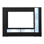 Meuble TV mural avec éclairage LED et placards en verre | Finition brillante | Bibliothèque cachée