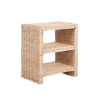 Table d'appoint à 3 niveaux en rotin et bois de manguier | Bohème côtier | Tressage naturel, capacité 25 kg
