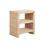 Table d'appoint à 3 niveaux en rotin et bois de manguier | Bohème côtier | Tressage naturel, capacité 25 kg
