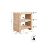 Table d'appoint à 3 niveaux en rotin et bois de manguier | Bohème côtier | Tressage naturel, capacité 25 kg