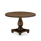 Ensemble de salle à manger rond avec chaises en tissu de lin | Bois d'hévéa | Chêne patiné jacobéen
