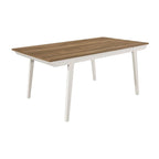 Table à manger en acacia naturel et blanc cassé avec pieds évasés | Bois massif, 6 places