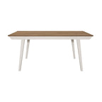 Table à manger en acacia naturel et blanc cassé avec pieds évasés | Bois massif, 6 places