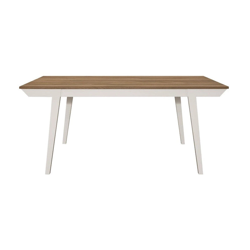 Table à manger en acacia naturel et blanc cassé avec pieds évasés | Bois massif, 6 places