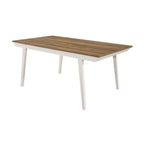 Table à manger en acacia naturel et blanc cassé avec pieds évasés | Bois massif, 6 places
