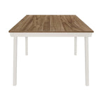 Table à manger en acacia naturel et blanc cassé avec pieds évasés | Bois massif, 6 places