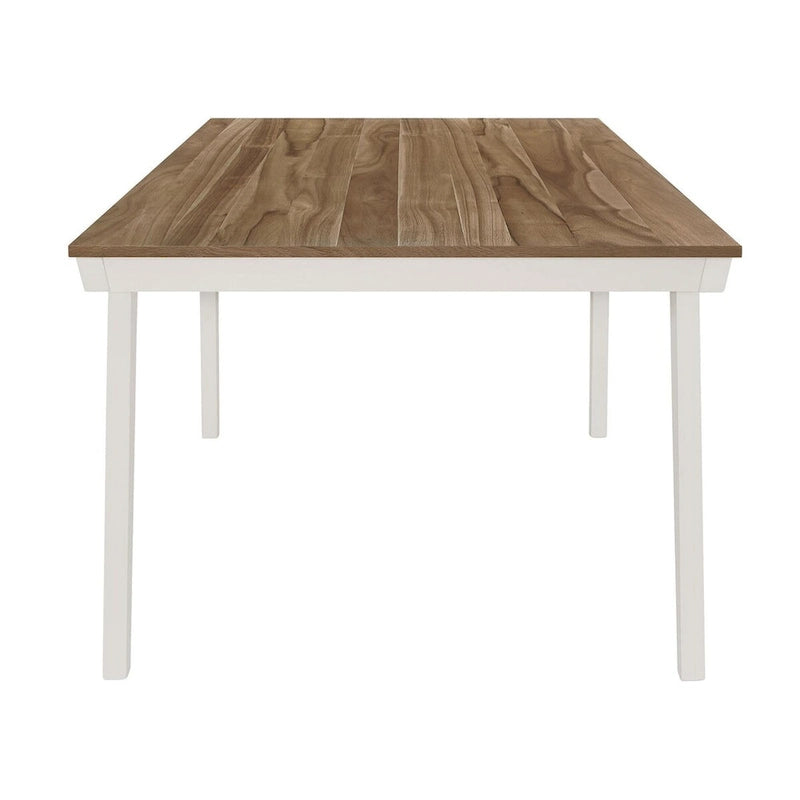 Table à manger en acacia naturel et blanc cassé avec pieds évasés | Bois massif, 6 places