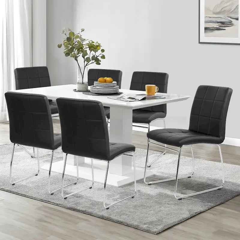 Chaises de salle à manger rembourrées en similicuir, ensemble de 2 - 32,7 H x 18,1 L x 20,3 P