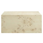 Table basse carrée de 36" en loupe de bois | Structure MDF | Capacité de 200 kg, Aucun assemblage requis