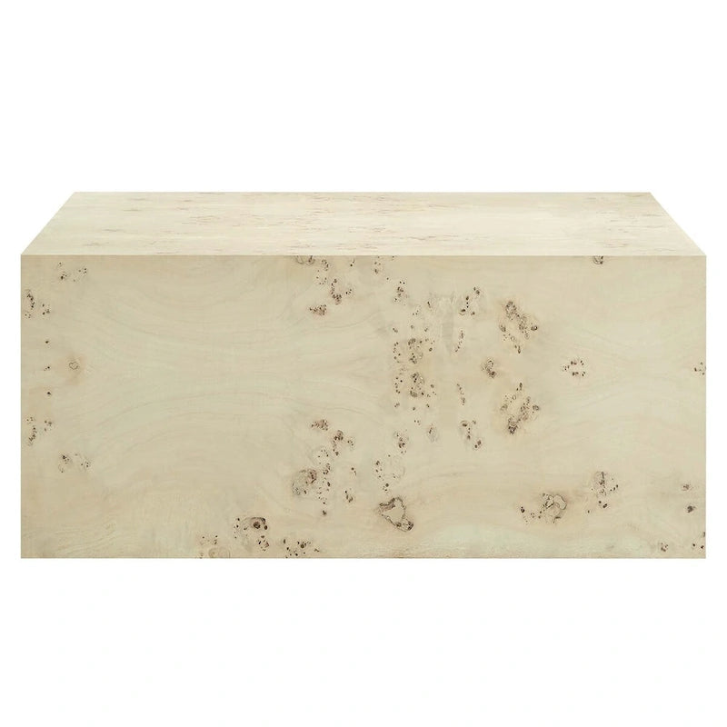 Table basse carrée de 36" en loupe de bois | Structure MDF | Capacité de 200 kg, Aucun assemblage requis