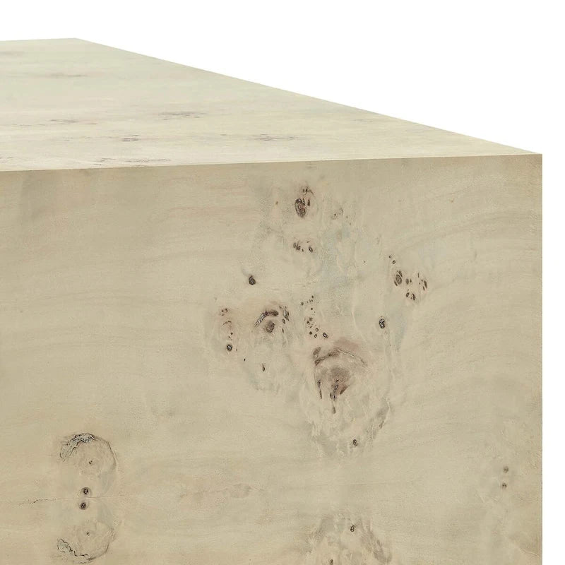 Table basse carrée de 36" en loupe de bois | Structure MDF | Capacité de 200 kg, Aucun assemblage requis
