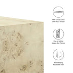 Table basse carrée de 36" en loupe de bois | Structure MDF | Capacité de 200 kg, Aucun assemblage requis