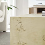 Table basse carrée de 36" en loupe de bois | Structure MDF | Capacité de 200 kg, Aucun assemblage requis
