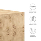 Table basse carrée de 36" en loupe de bois | Structure MDF | Capacité de 200 kg, Aucun assemblage requis