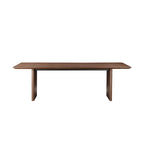 Table de salle à manger rectangulaire 2,39 m | Pieds larges en panneau | Placage en bois de noyer brun, 8-10 places