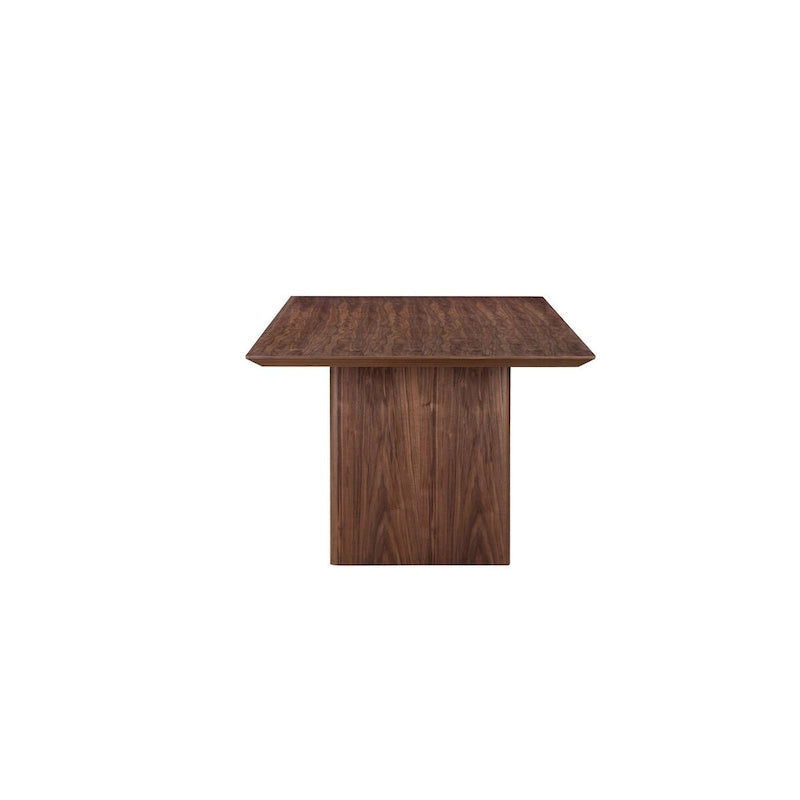 Table de salle à manger rectangulaire 2,39 m | Pieds larges en panneau | Placage en bois de noyer brun, 8-10 places