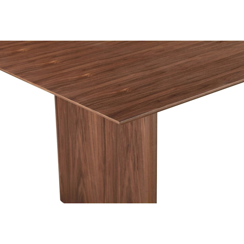 Table de salle à manger rectangulaire 2,39 m | Pieds larges en panneau | Placage en bois de noyer brun, 8-10 places