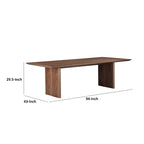 Table de salle à manger rectangulaire 2,39 m | Pieds larges en panneau | Placage en bois de noyer brun, 8-10 places