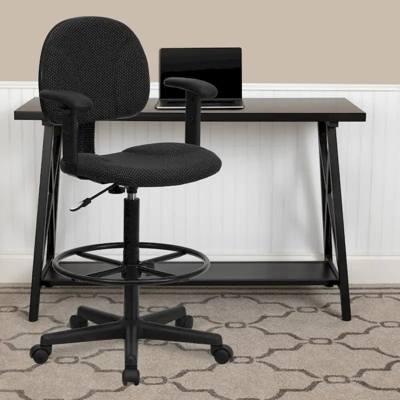Chaise de bureau à dossier haut en tissu avec accoudoirs (Vérins : 22,5-27H ou 26-30,5H)