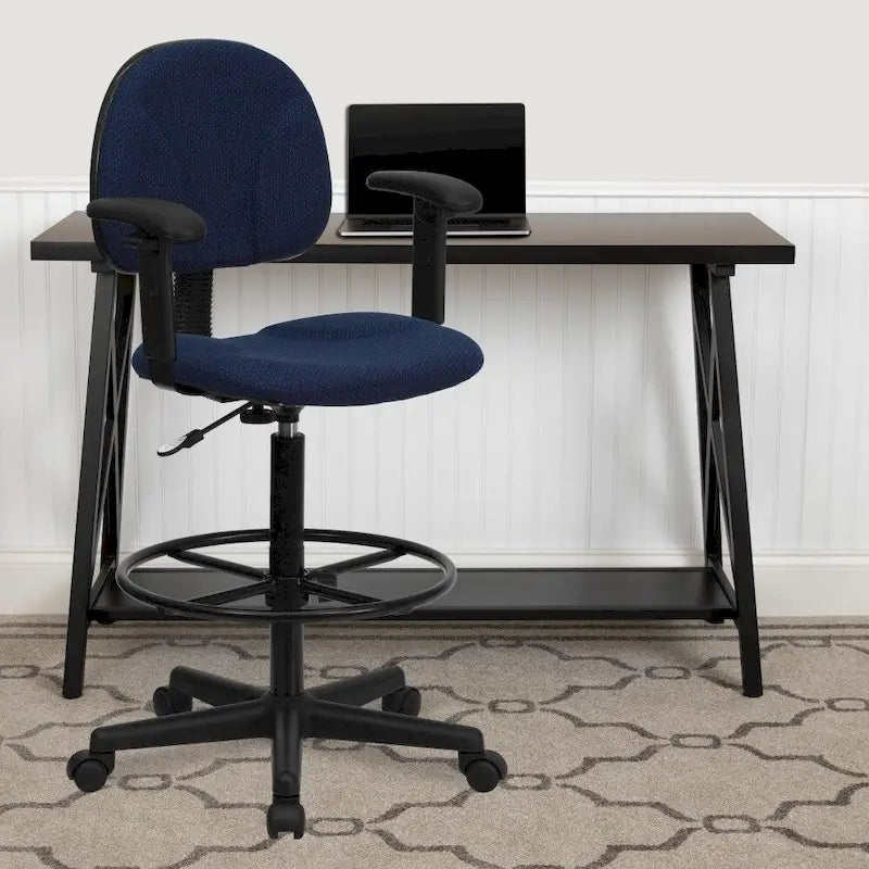 Chaise de bureau à dossier haut en tissu avec accoudoirs (Vérins : 22,5-27H ou 26-30,5H)