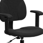 Chaise de bureau à dossier haut en tissu avec accoudoirs (Vérins : 22,5-27H ou 26-30,5H)