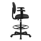 Chaise de bureau à dossier haut en tissu avec accoudoirs (Vérins : 22,5-27H ou 26-30,5H)