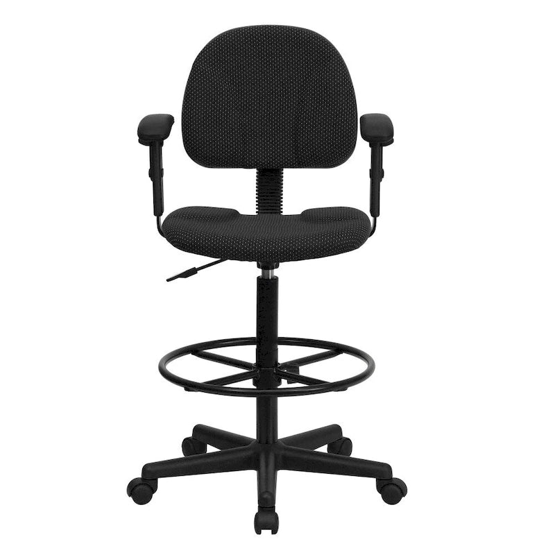 Chaise de bureau à dossier haut en tissu avec accoudoirs (Vérins : 22,5-27H ou 26-30,5H)