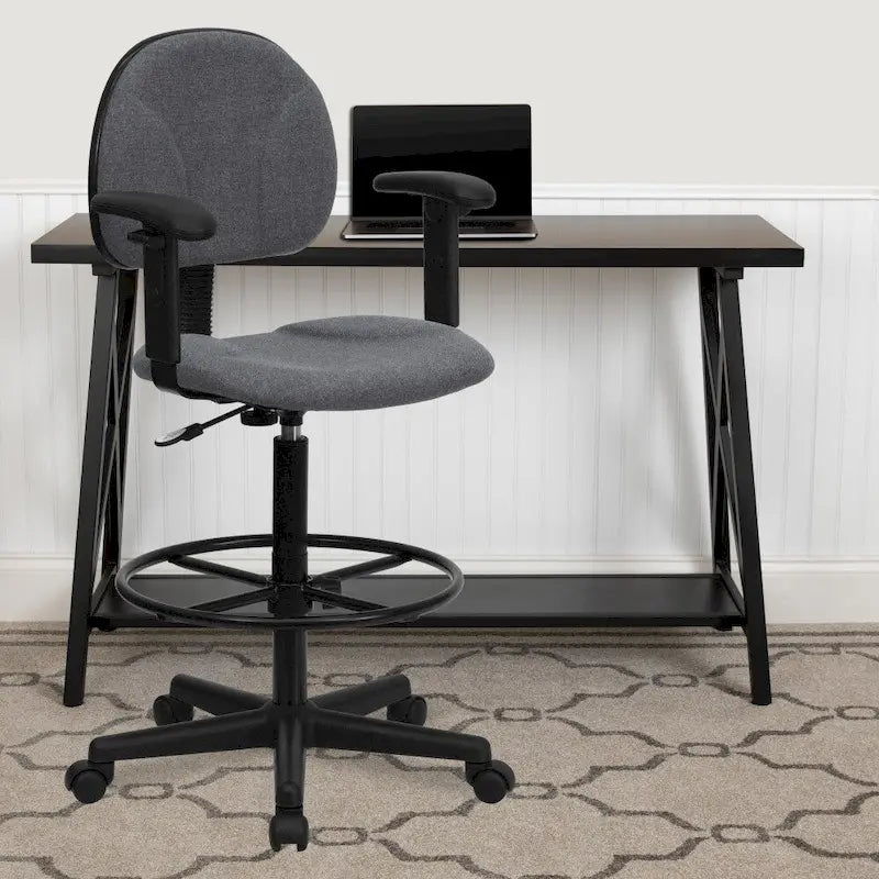 Chaise de bureau à dossier haut en tissu avec accoudoirs (Vérins : 22,5-27H ou 26-30,5H)