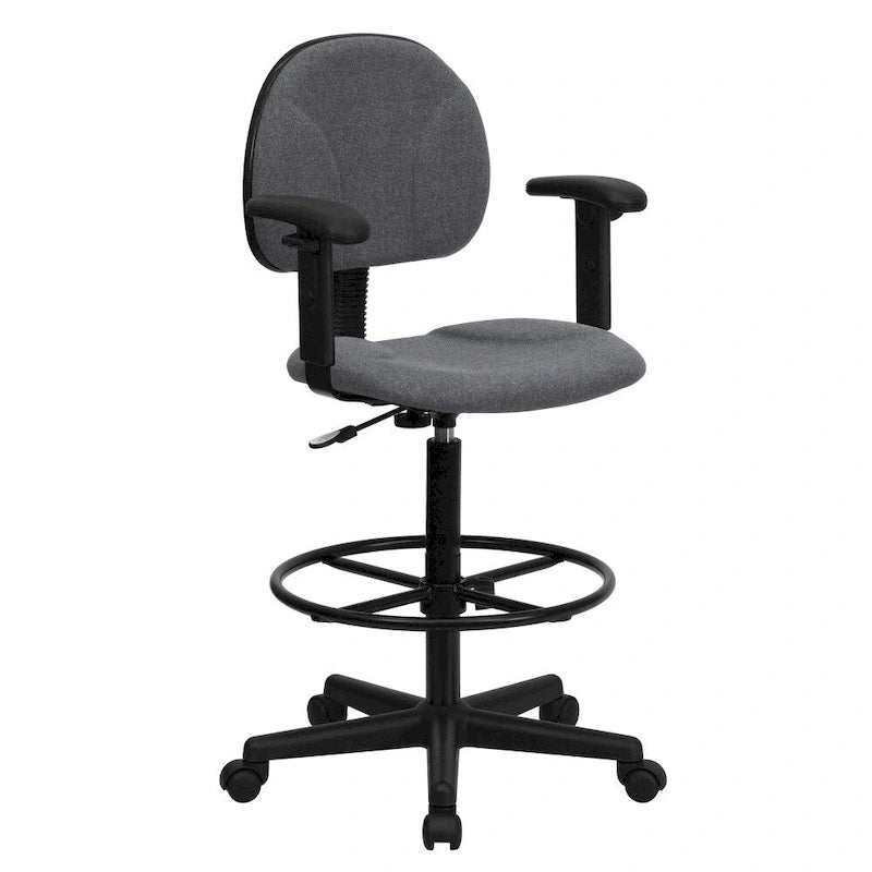 Chaise de bureau à dossier haut en tissu avec accoudoirs (Vérins : 22,5-27H ou 26-30,5H)