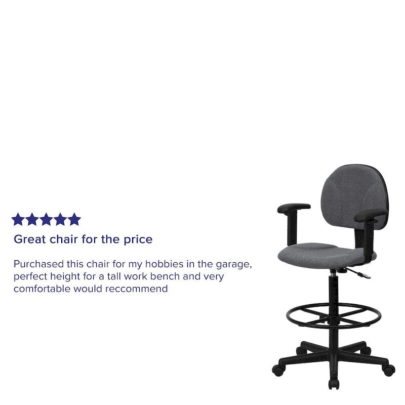 Chaise de bureau à dossier haut en tissu avec accoudoirs (Vérins : 22,5-27H ou 26-30,5H)