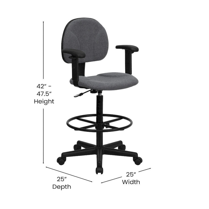 Chaise de bureau à dossier haut en tissu avec accoudoirs (Vérins : 22,5-27H ou 26-30,5H)