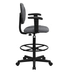 Chaise de bureau à dossier haut en tissu avec accoudoirs (Vérins : 22,5-27H ou 26-30,5H)