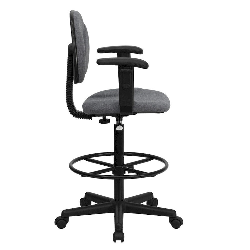 Chaise de bureau à dossier haut en tissu avec accoudoirs (Vérins : 22,5-27H ou 26-30,5H)