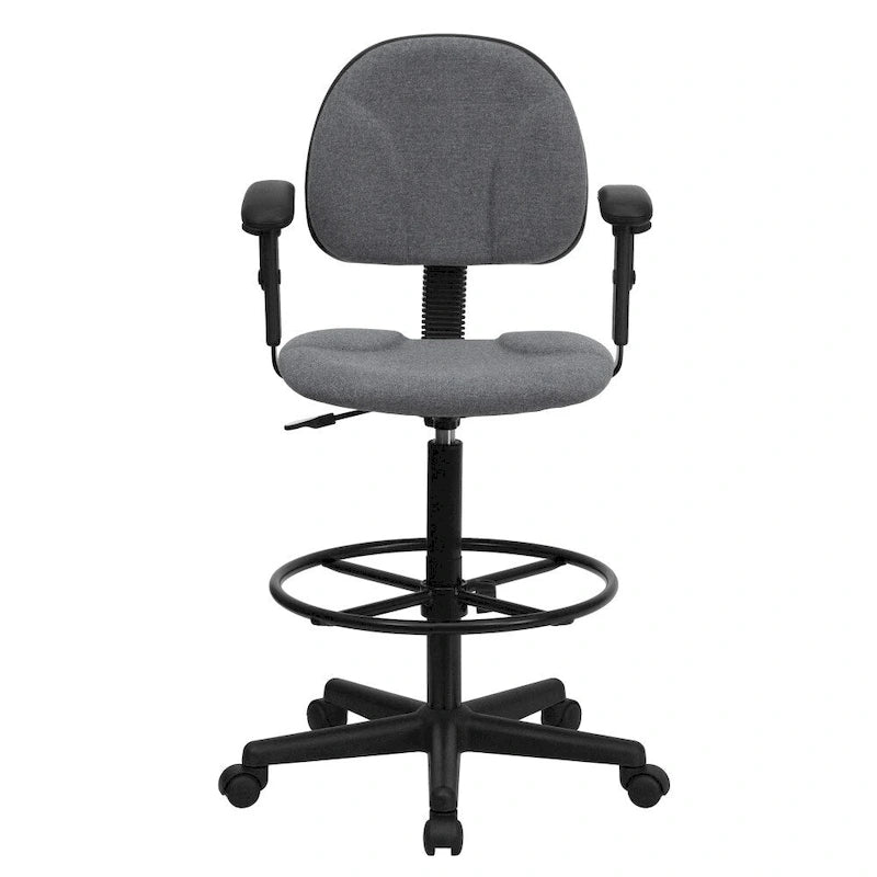 Chaise de bureau à dossier haut en tissu avec accoudoirs (Vérins : 22,5-27H ou 26-30,5H)