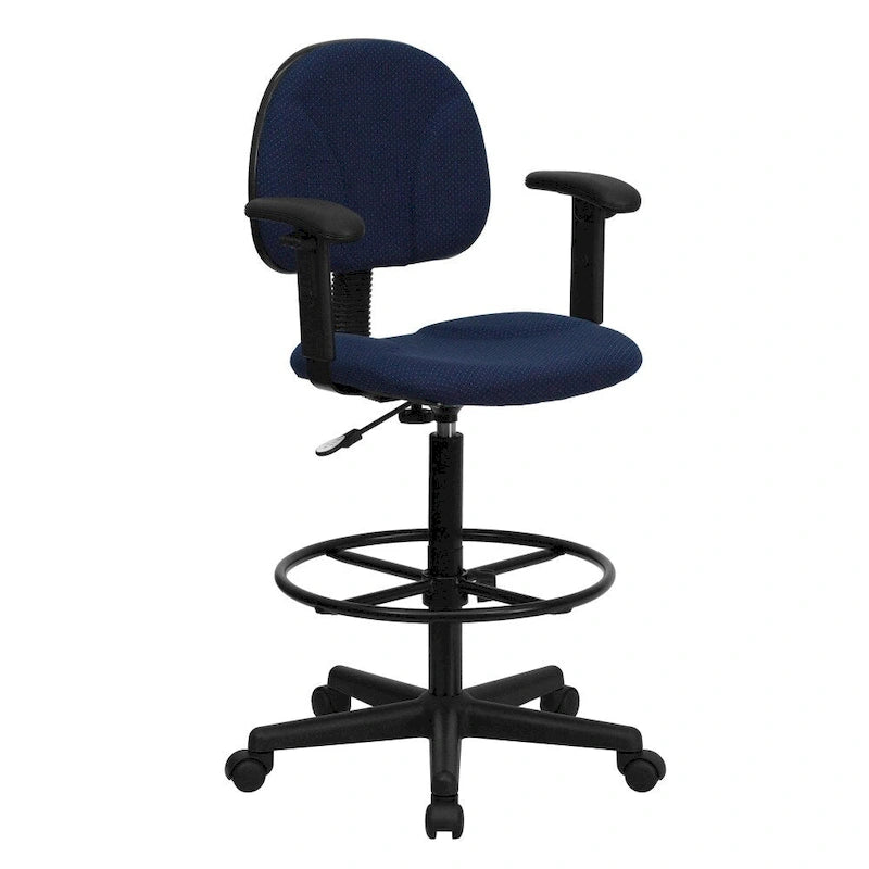 Chaise de bureau à dossier haut en tissu avec accoudoirs (Vérins : 22,5-27H ou 26-30,5H)