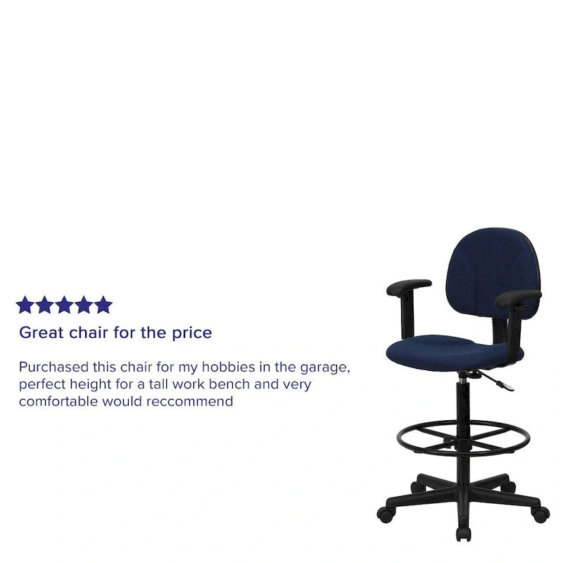 Chaise de bureau à dossier haut en tissu avec accoudoirs (Vérins : 22,5-27H ou 26-30,5H)