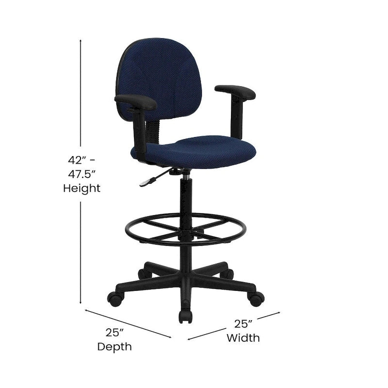 Chaise de bureau à dossier haut en tissu avec accoudoirs (Vérins : 22,5-27H ou 26-30,5H)