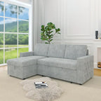 Canapé convertible avec méridienne de rangement, Chenille - Gris clair