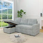 Canapé convertible avec méridienne de rangement, Chenille - Gris clair