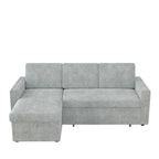 Canapé convertible avec méridienne de rangement, Chenille - Gris clair