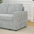Canapé convertible avec méridienne de rangement, Chenille - Gris clair