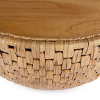 Table basse ronde en rotin en forme de tambour | Table d'appoint bohème tressée pour salon