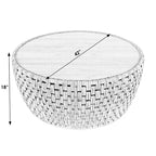 Table basse ronde en rotin en forme de tambour | Table d'appoint bohème tressée pour salon