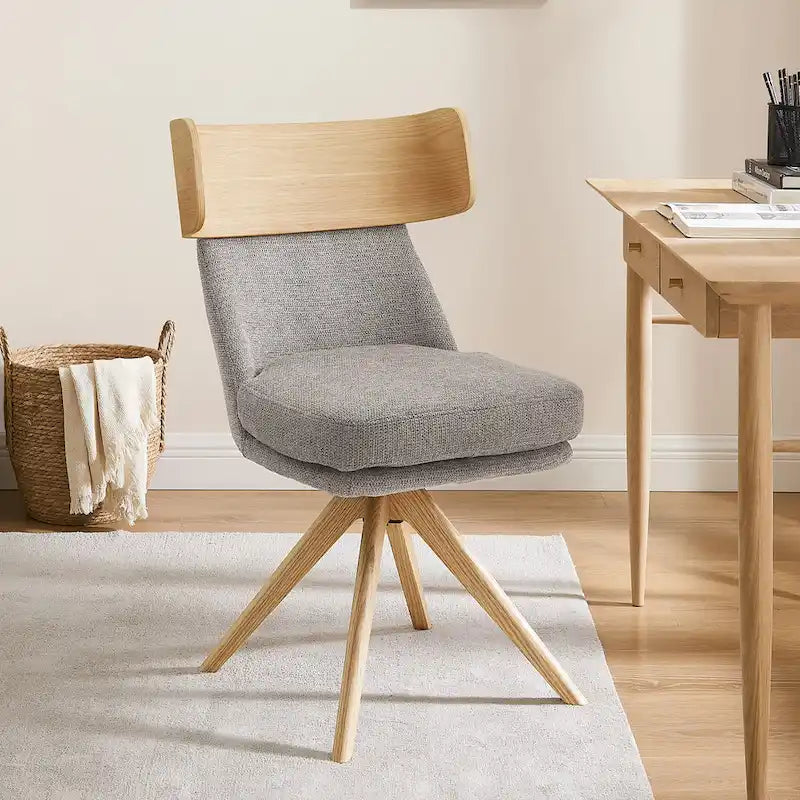 Art Leon Wood and Fabric Swivel Desk Chair