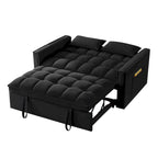 Canapé-lit convertible 4-en-1 – Causeuse en velours – Lit d'appoint avec dossier inclinable, 2 poches latérales