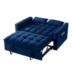 Canapé-lit convertible 4-en-1 – Causeuse en velours – Lit d'appoint avec dossier inclinable, 2 poches latérales