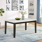 Table à manger en similicuir marbre blanc avec pieds en bois brun | 162,5 cm L x 96,5 cm l | Style moderne