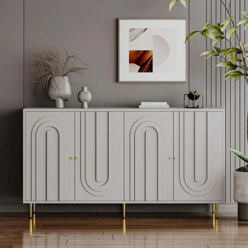 Buffet de salle à manger 4 portes laqué moderne en bois