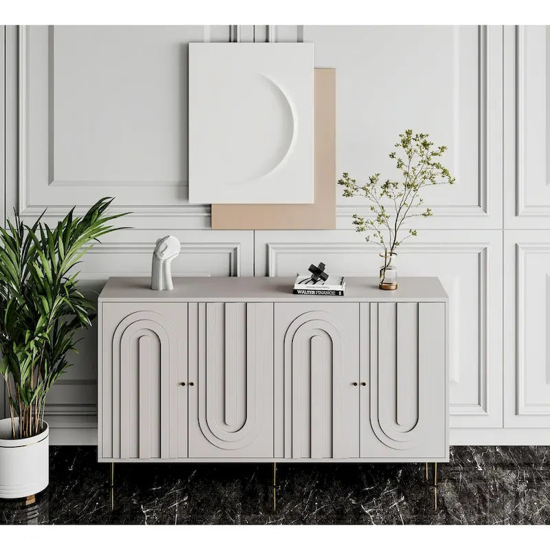 Buffet de salle à manger 4 portes laqué moderne en bois
