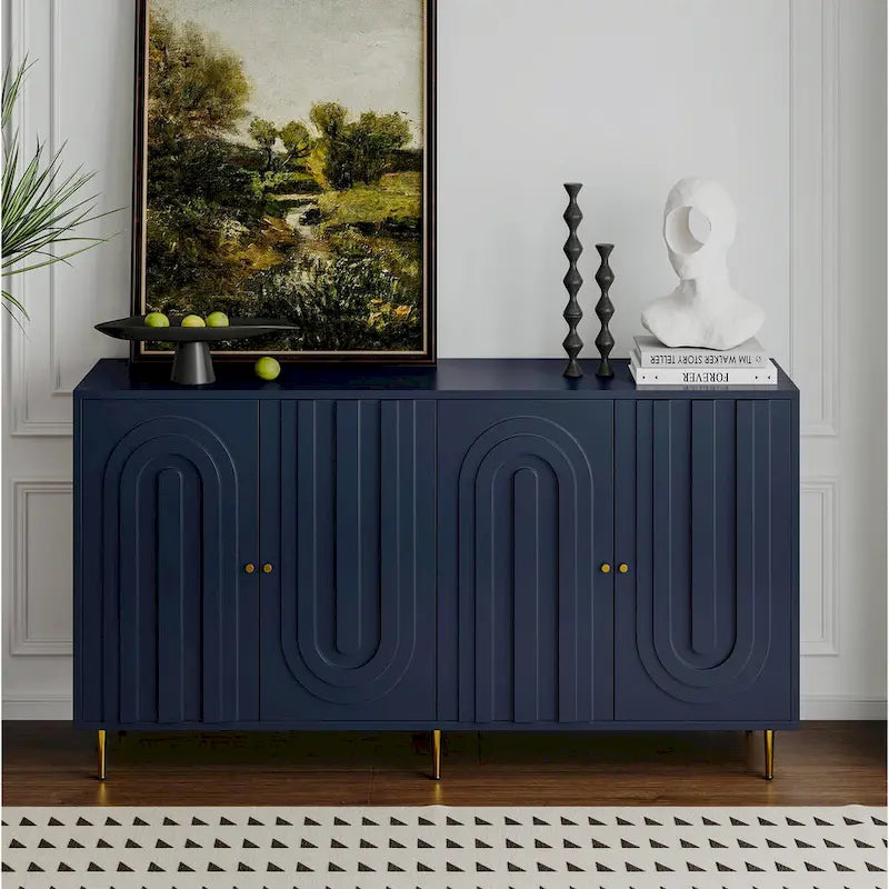 Buffet de salle à manger 4 portes laqué moderne en bois